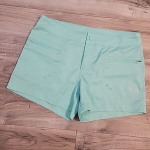 Aftco Fishing Shorts Womens Size 8 Green Ripstop Outdoor 4" Inseam Stretch